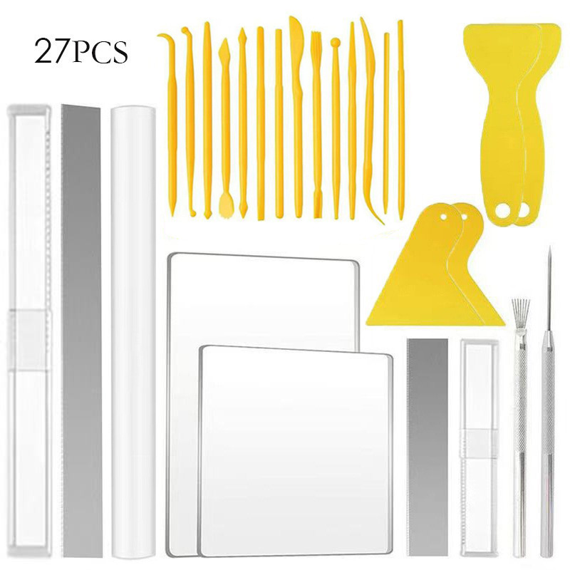 Cross-Border Clay Tools 27-Piece Set Clay Sculpture Carving Knife Rolling Pin Press Mud Board DIY Handmade Clay Tools