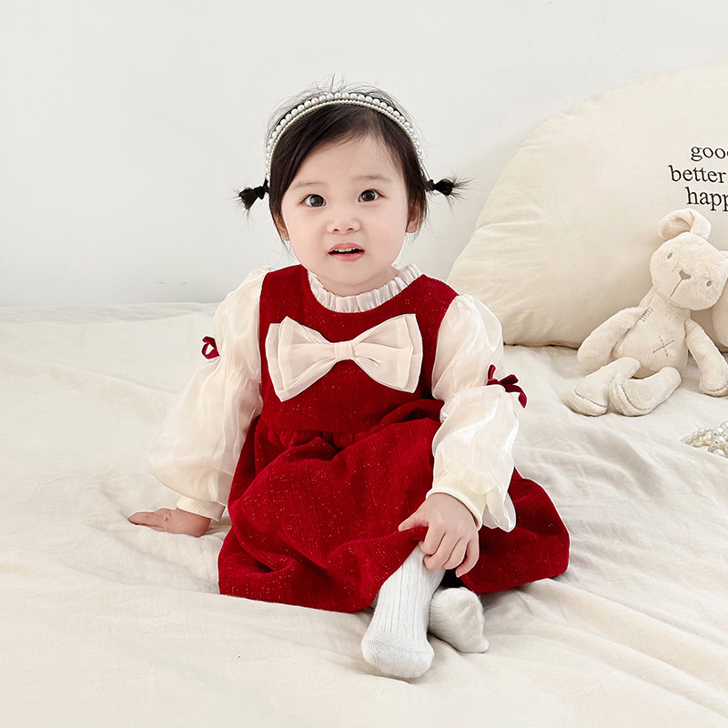 Weihnachten Prinzessin Mädchen Kinder Plüsch Herbst und Winter ein Jahr altes Babykleid_voghion.com