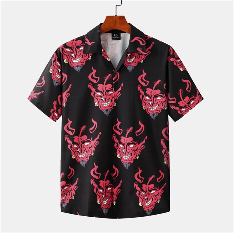 3D digital printing short sleeve men's floral loose Hawaiian Korean street hip hop fashion shirt a generation of hair