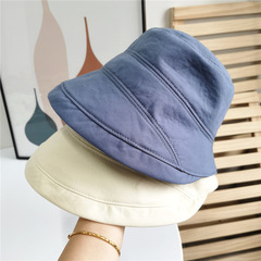 韓版漁夫帽霧霾藍女春季潮日系帽子防曬遮陽休閒帽盆帽卷邊帽批發