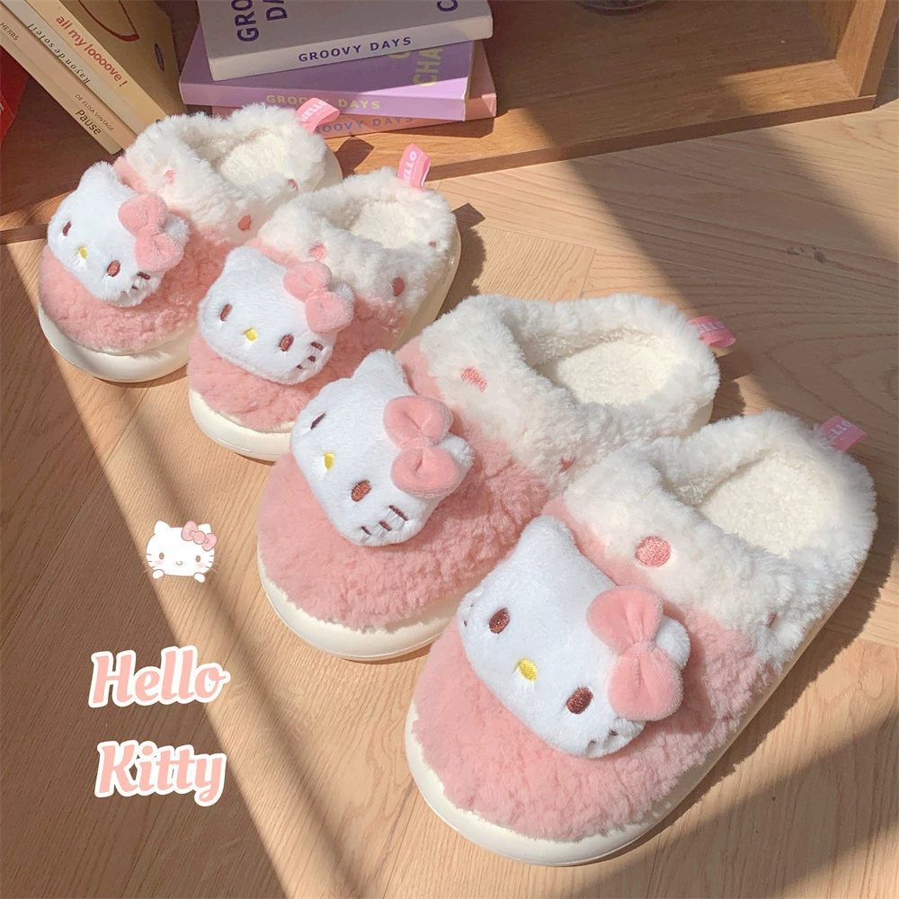 Сланцы Hello Kitty демисезонные плюшевые, мягкая подошва, комфорт для беременности (размеры 36–41)