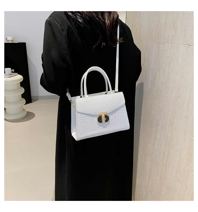 Korean Women's 2024 New Crocodile Pattern Single Shoulder Crossbody Fashion Handheld Small Square Bag_voghion.com