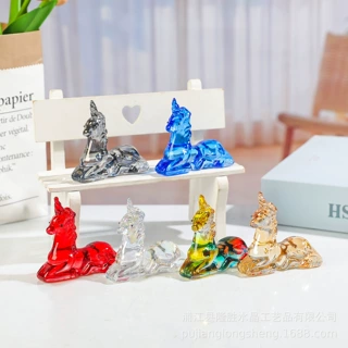 水晶工艺品手办茶宠带角麋鹿动物桌面水晶摆件跨境货源一件代发
