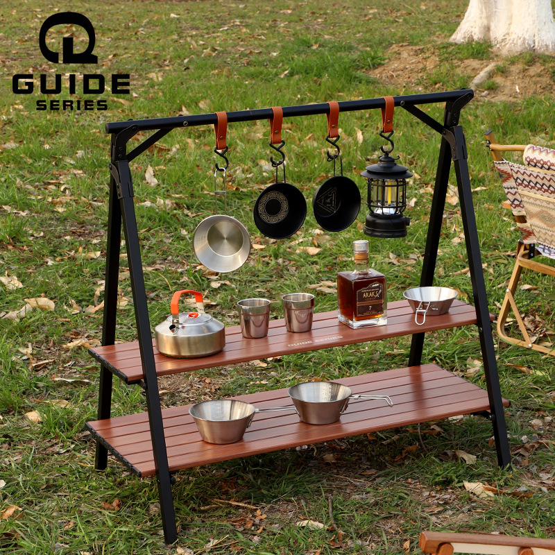 야외 스토리지 랙 캠핑 용품 장비 삼각형 랙 캠핑 스토리지 랙 휴대용 알루미늄 합금 접이식 선반