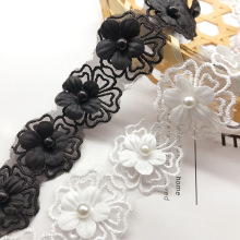 优多品立体欧根纱花朵小号钉珠蕾丝花边 DIY手工服装家纺布艺辅料