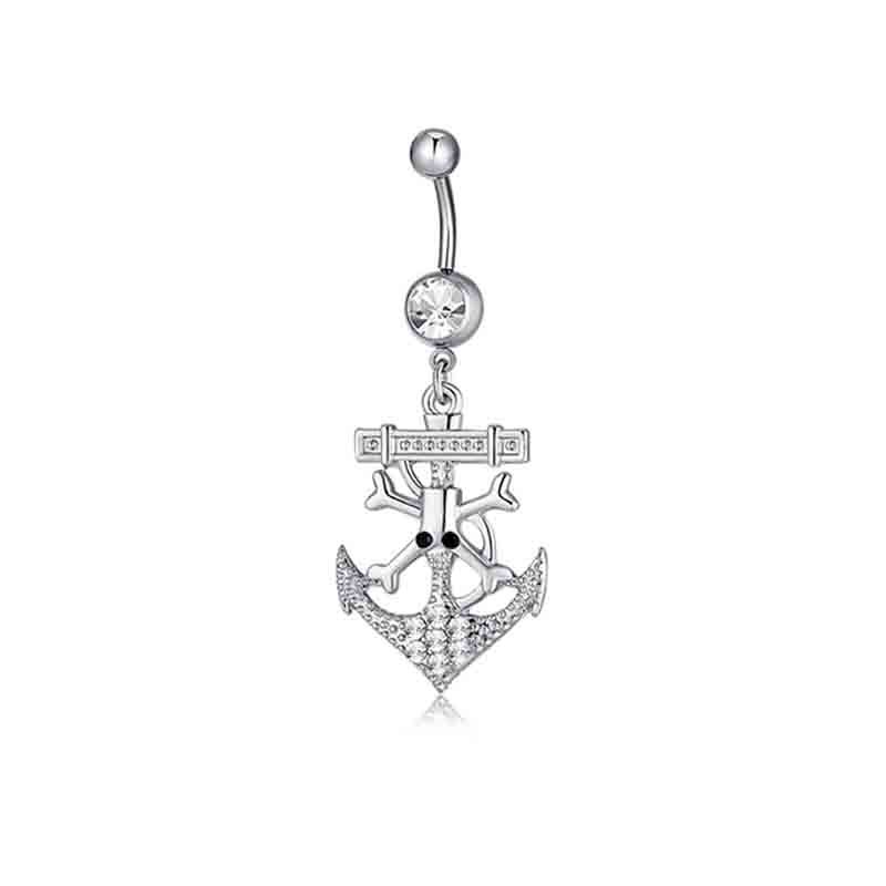 Piercing per ombelico in acciaio inossidabile a forma di teschio, con molteplici opzioni, stile street dark, gioielli per Halloween_voghion.com