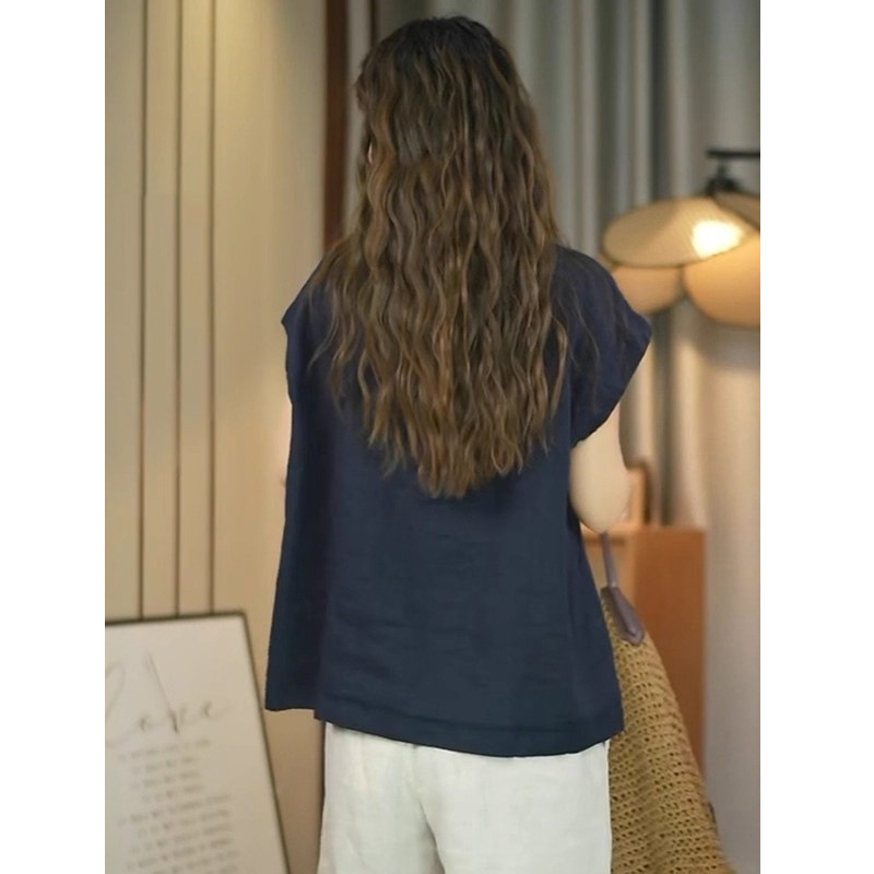 大码时尚休闲斜襟不规则短袖衬衫女夏季胖MM显瘦百搭气质宽松衬衣|undefined