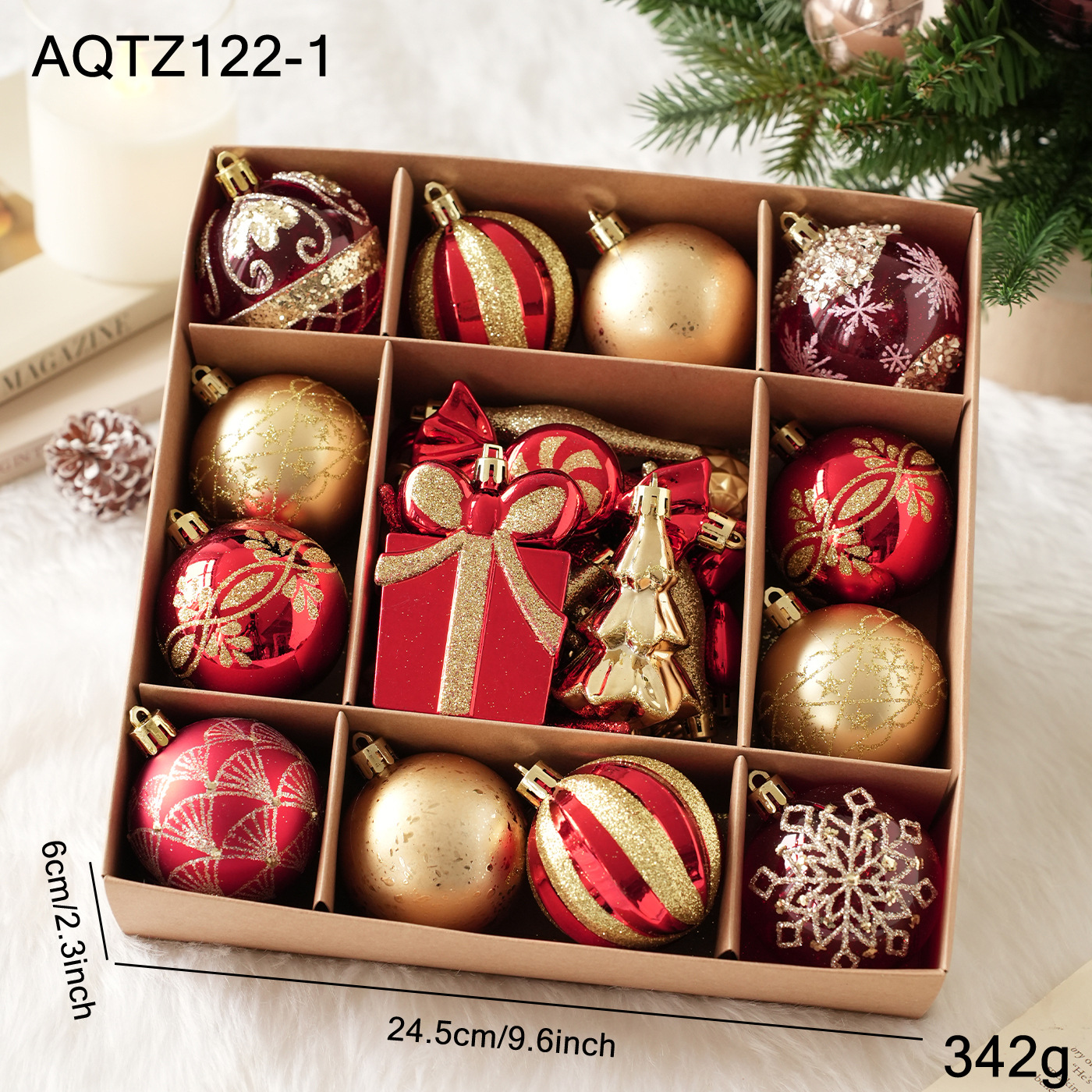 Nuevos productos transfronterizos paquetes de colgantes de bolas de Navidad en caja decoración de árboles de Navidad decoración de atmósfera de vacaciones decoración de colgantes en stock image 6