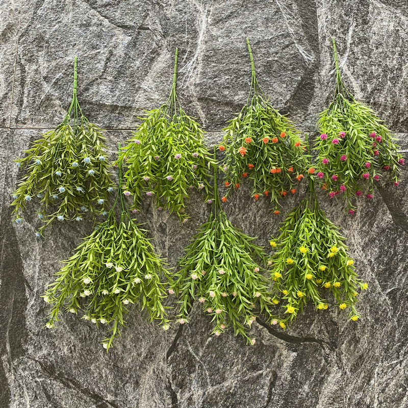 Simulación de 5 hornos de hierba de agua lleno de estrellas de mano pequeña boda centro comercial decoración colgante de pared de plástico de planta de simulación