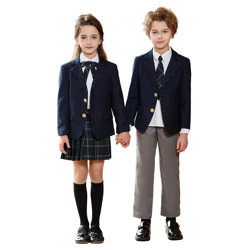 Uniforme de jardín de infantes para niños y niñas, traje de clase, traje de primavera y otoño, traje de otoño y invierno de la universidad británica