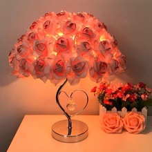 网红轻奢水晶玫瑰台灯婚庆婚房装饰台灯浪漫礼物情侣酒店红心花灯