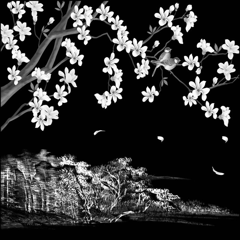 定制室内屏风隔断3D雕刻玉树临风图发光玻璃板彩色激光内雕玻璃