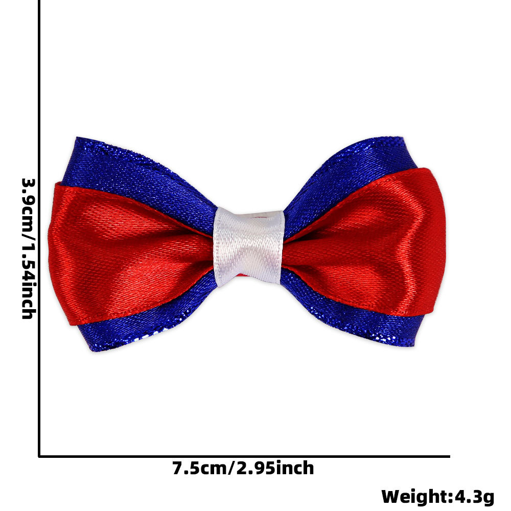 Nueva pinza para el cabello del Día de la Independencia de EE. UU., Clip lateral a rayas rojas, blancas y azules, accesorios para el cabello, estampado de estrellas y rayas femeninas, clip de pico de pato con lazo