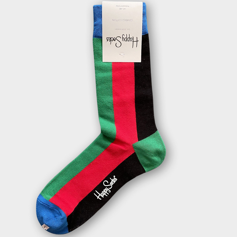 ハッピーソックス メンズソックス ミドル丈 コーマ綿 吸汗消臭 通気性 スウェーデン製 おしゃれ カラフル 薄手