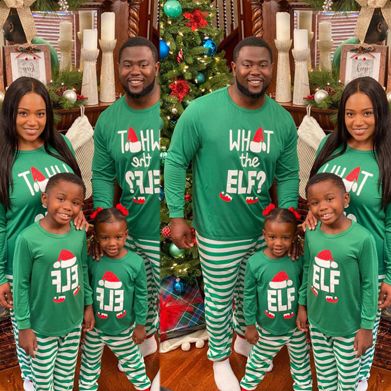 New Christmas Print Round Neck Long Sleeve Fashion Casual Parent child Set Pajamas Women_voghion.com
