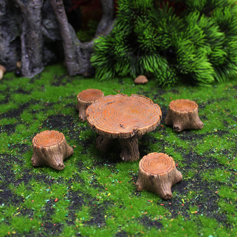 Cross-border Micro-landscape Garden Wooden Pile Table and Chair Small Ornaments Foreign Trade Crafts Garden Art Accessories Resin Crafts Cross-border Micro-landscape Garden Wooden Pile Table and Chair Small Ornaments Foreign Trade Crafts Garden Art Accessories Resin Crafts
