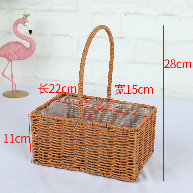 Cestas de flores de caña tejidas a mano canasta de mano pastoral creativa Qixi Festival de caña floral decorativa canasta huevo