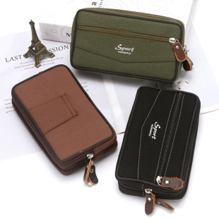 New men's canvas wear belt mobile phone bag for the elderly site wear-resistant mobile phone waist bag large capacity waist bag wholesale