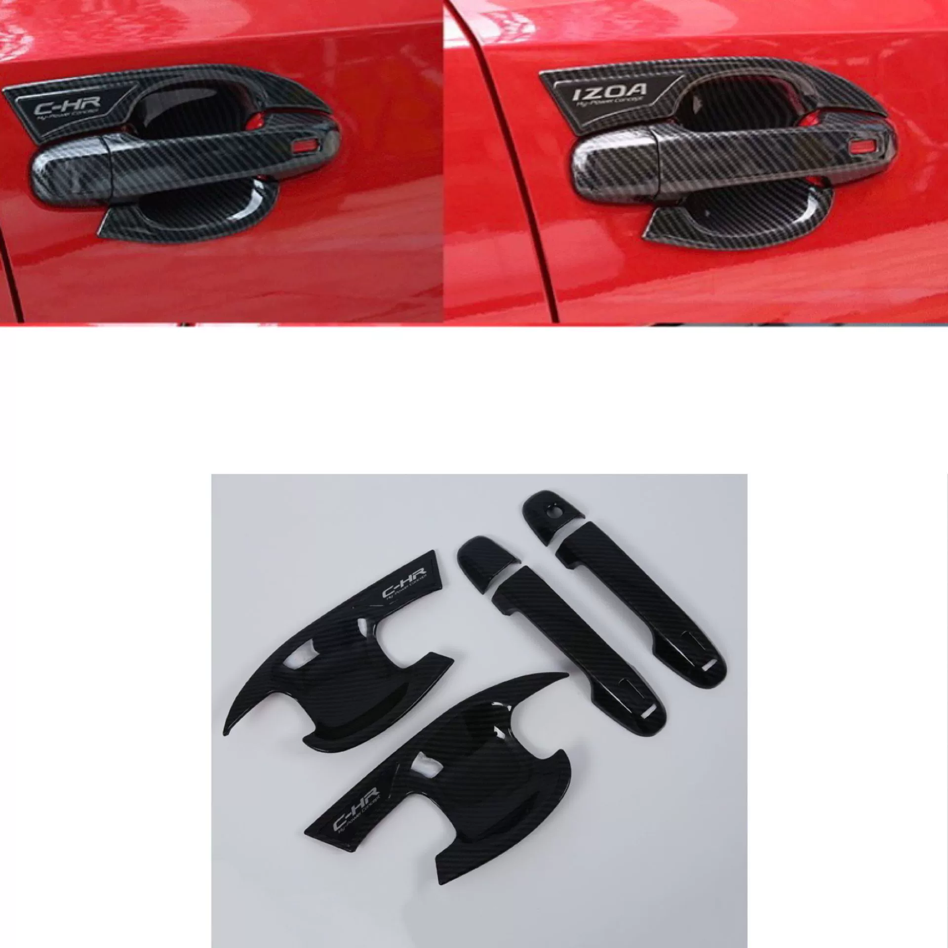 Подходит для Toyota 18 C- HR Модифицированная специальная ручка передней двери Дверная Чаша Декоративные наклейки ABS углеродное волокно рисунок Защитный корпус