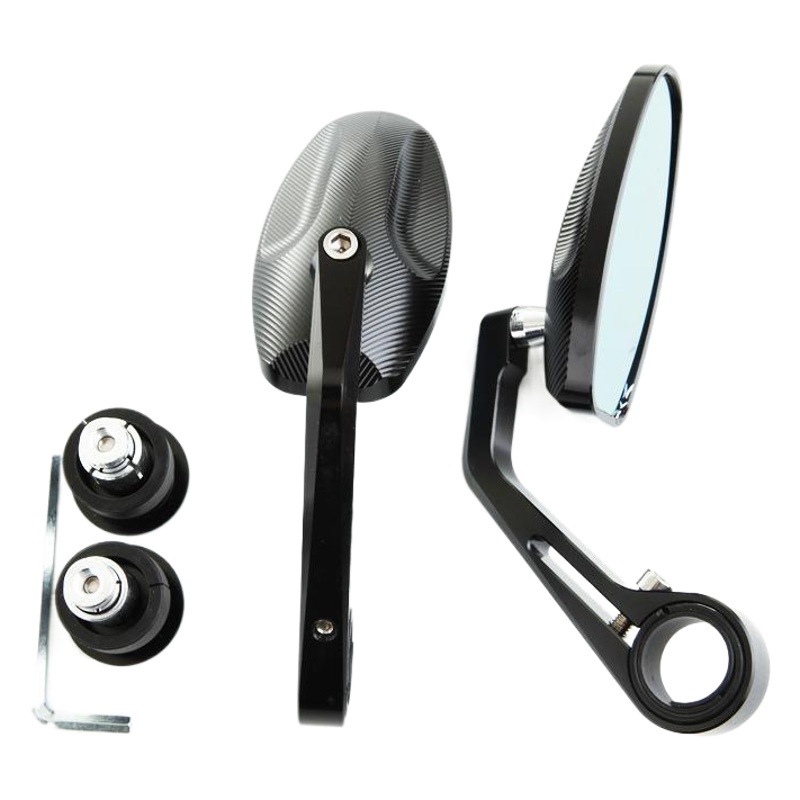 Flyquick transfronterizo Venta caliente motocicleta clásico espejo oval mango espejo CNC decorativo espejo retrovisor
