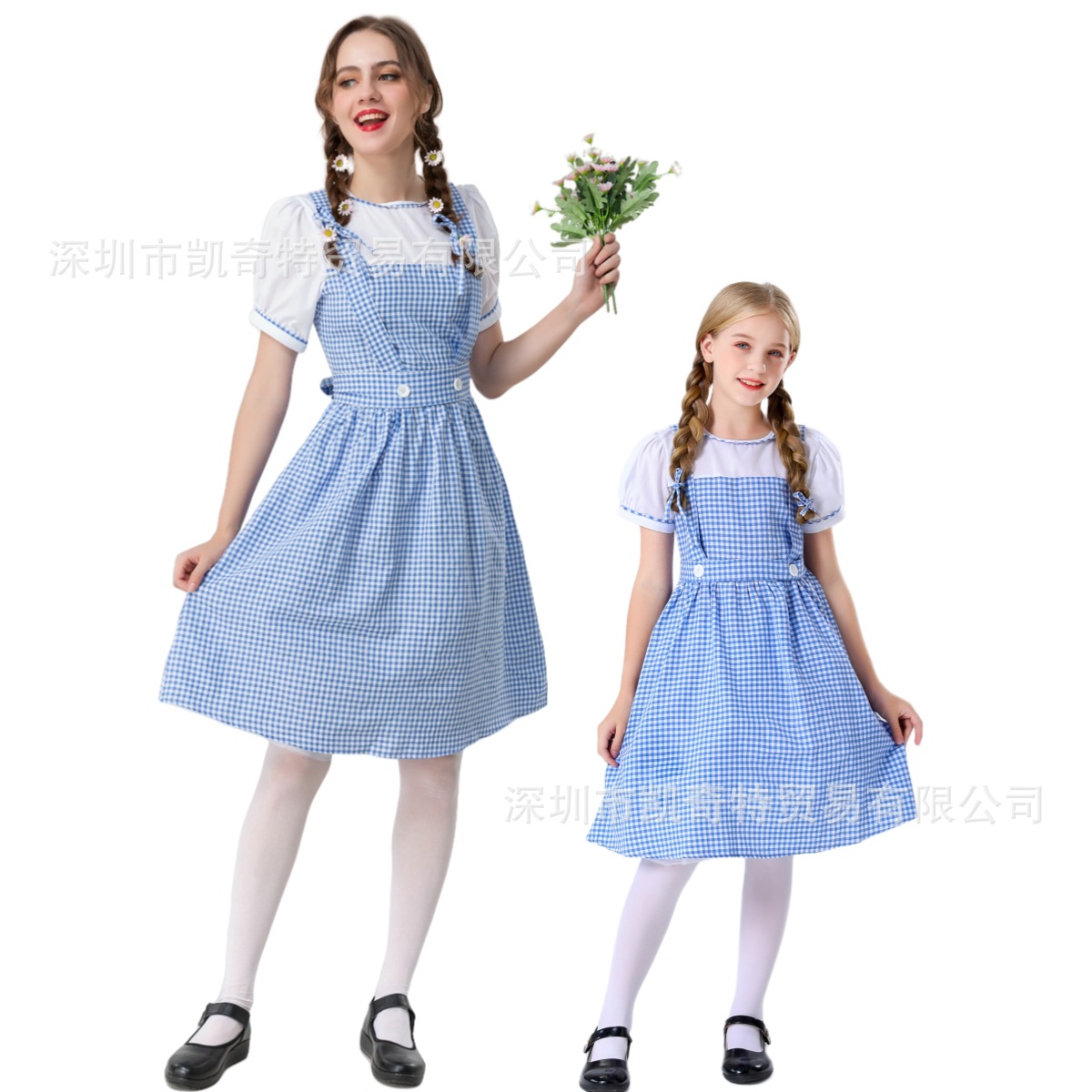 Dorothy Cosplay Princess Dress Children's Day Halloween Kindergarten European and American Family Performance Costume Adult Maid Costume