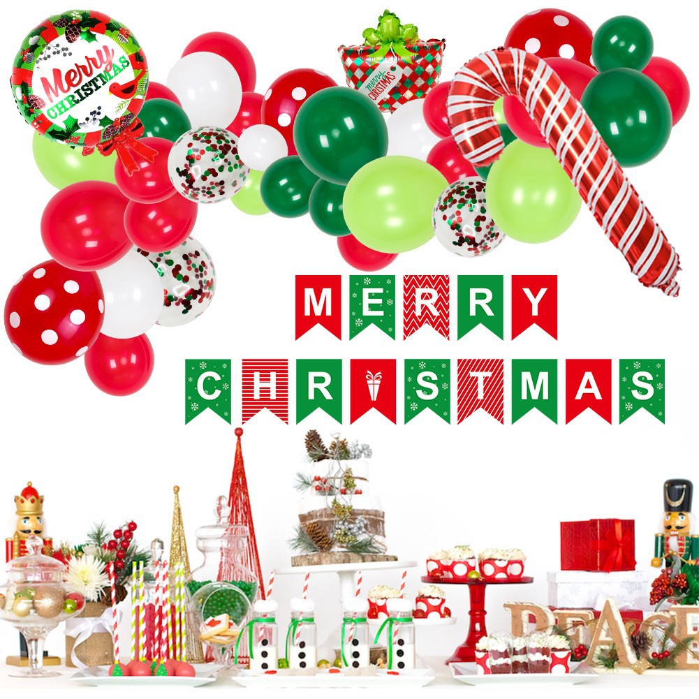 Suministros de decoración de Navidad Regalos de Navidad 2025 Juego de globos de Navidad Combinación Cadena de globos Globos de fiesta de Navidad