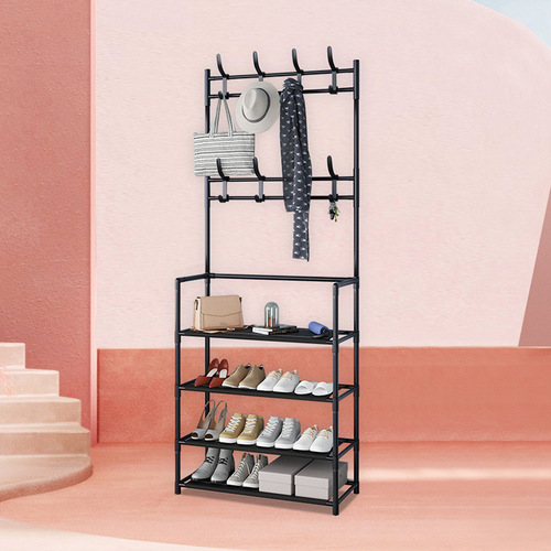 Multifunctional all-in-one clothes hanger and shoe rack simple clothes hanger floor assembled shoe rack home modern simple coat rack