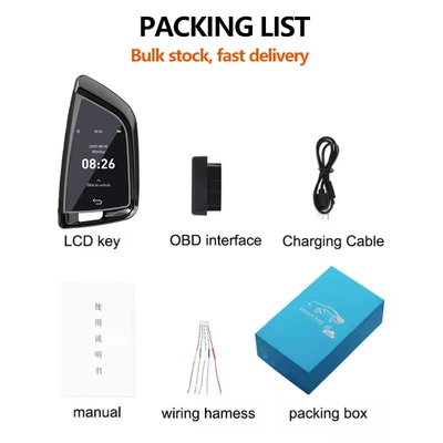 Blade-Style Touch-Screen Smart Lcd Key Obd Comfortable Entry Ultra-Long Standby Non-Destructive Installation Modified Car Key (Car Keys) - black-english-gift-box