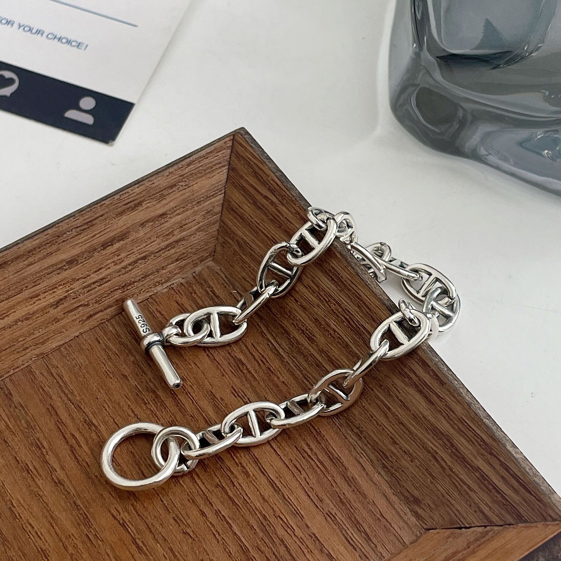 Estilo coreano s925 plata esterlina otbuckle pulsera 2022 primavera y verano nuevo nicho diseño personalizado retro industria pesada pulsera