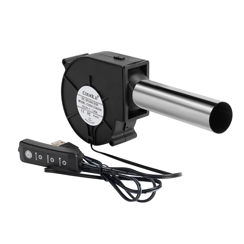 Suministro directo de fábrica 9733USB enchufe banco de energía parrilla de leña al aire libre soplador de CC regulación de velocidad de 5V para ayudar a la combustión