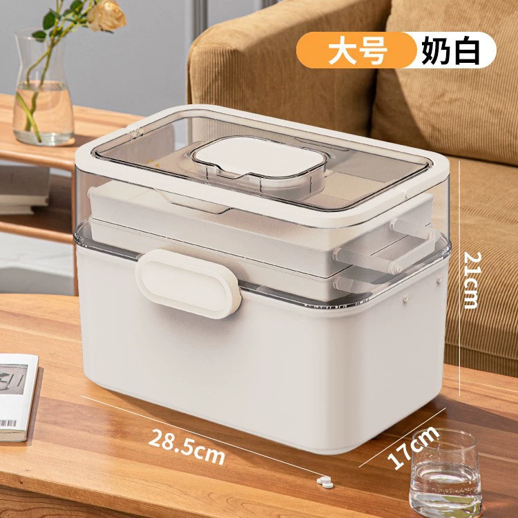Medicine Storage Box Multi-Layer Family Organizer, Large Capacity, Clear Lid, Multiple Sizes