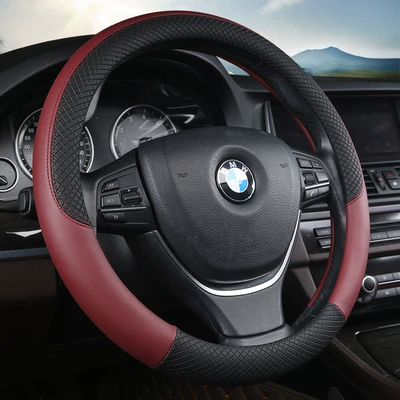 Steering wheel cover — summer four seasons embossed non-slip - higher-wine-red-38cm