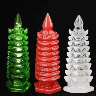 Wholesale Red Blue Green White nine-layer Wenchang Tower glass crafts nine-layer Wenchang Tower home study office decoration