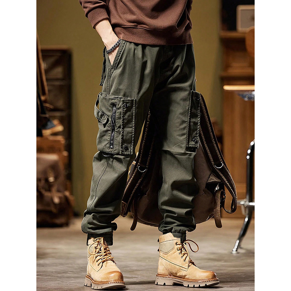 Cross-Border Foreign Trade Hot-Selling Trendy European Size Work Pants for Men, Spring and Autumn New Loose Multi-Pocket Casual Long Pants