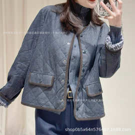 原c ！【土壤牛仔】2025秋季新款菱形格棉弹牛仔短款棉服