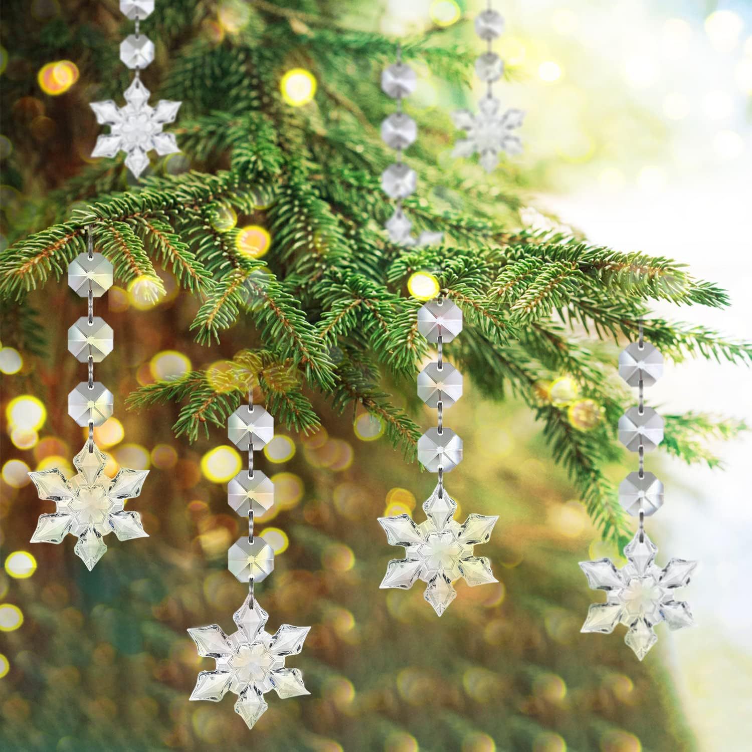 30 Piezas de Adornos Colgantes de Copos de Nieve de Cristal para Navidad, Decoración Acrílica Navideña, Adornos Colgantes para Decoración de Bodas