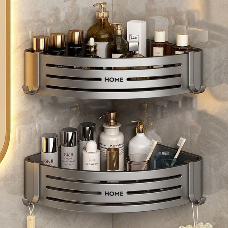 Bathroom Tripod Storage Rack for Storing Clothes, Bathroom Shampoo and Shower Gel, Punched Installation Space Aluminum