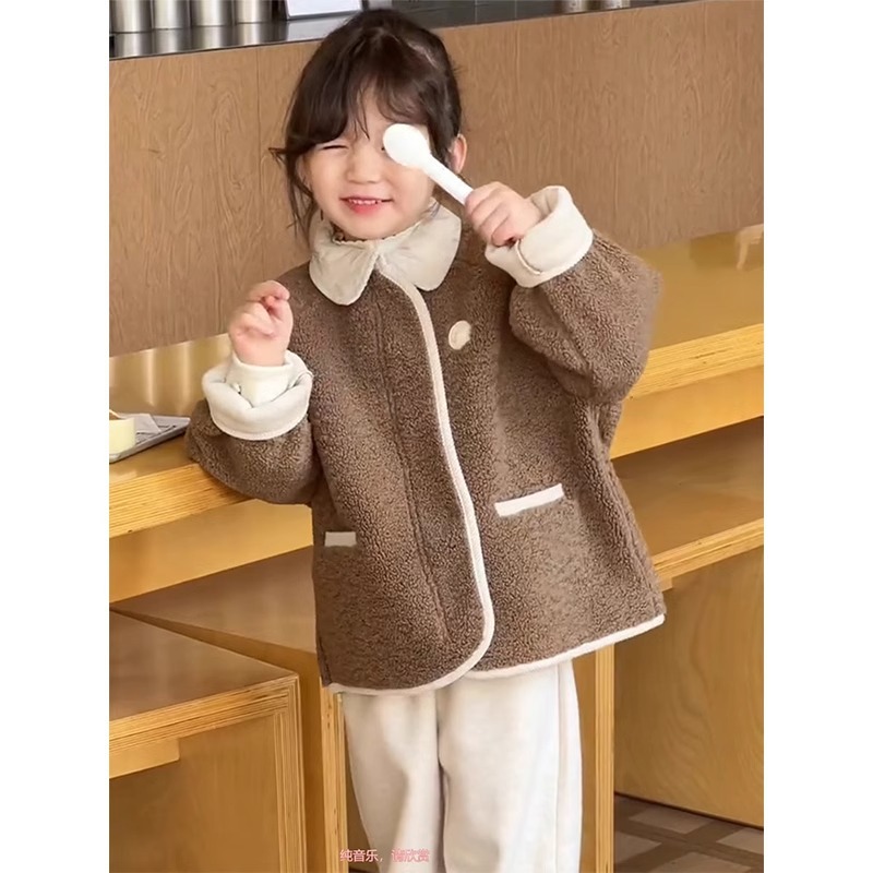 (2개) 어린이 코트 걸스 겨울 새 옷 큰 어린이 소녀 재킷 HUZHOU ZHILI 양털 8-12