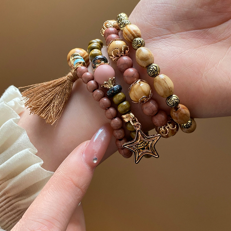 Retro Ethnic Style Geometric Alloy Wood Glass Beaded Women's Bracelets 1 Set display picture 25