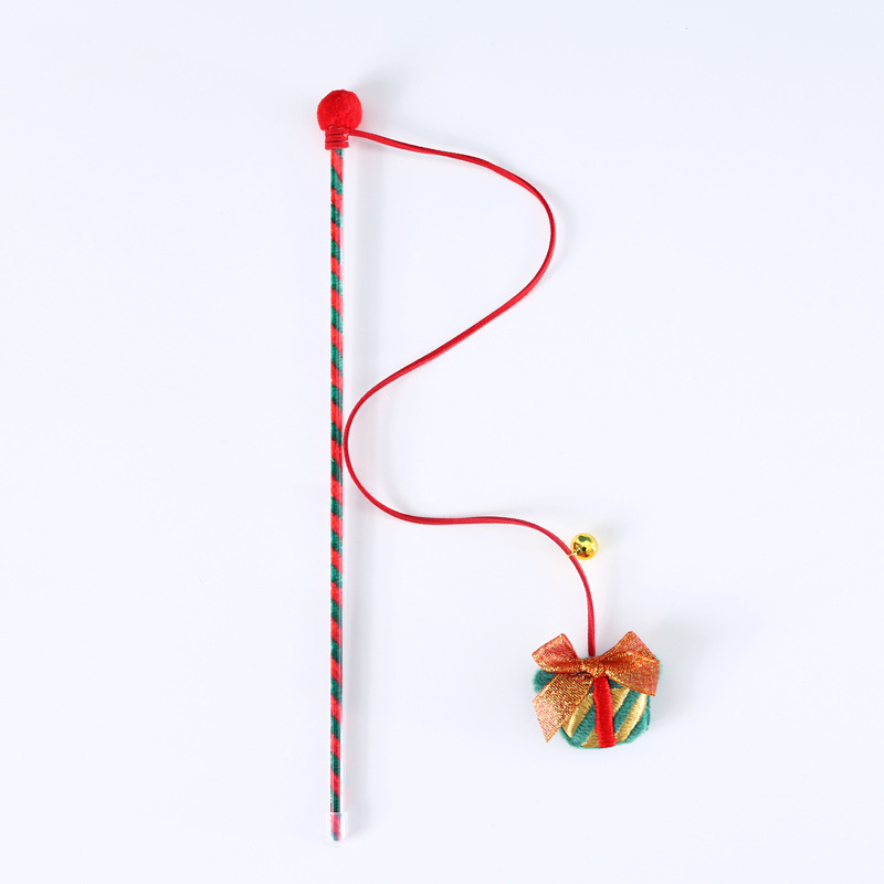 Gato mascota interactivo árbol de Navidad ancianos caramelo muñeco de nieve divertido gato palo campana felpa tela Comercio Exterior Juguetes de entrenamiento