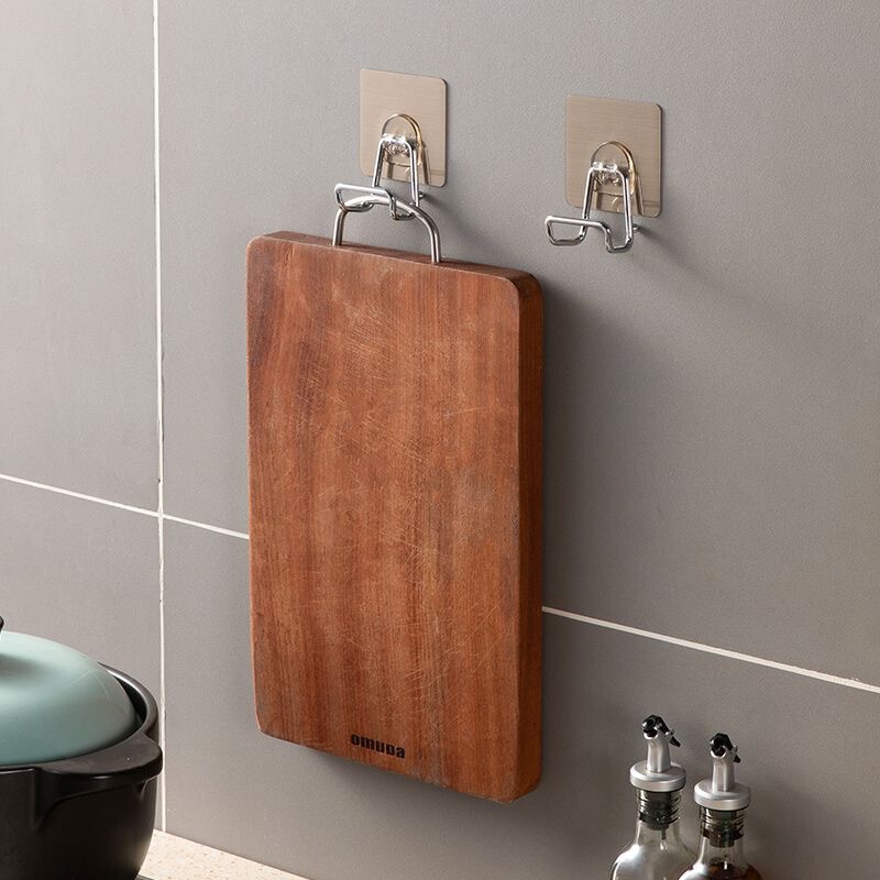 Stainless Steel Strong Hook Without Punching Chopping Board Adhesive Hook Kitchen Wall-Mounted Wall Self-Adhesive Cutting Board Hook