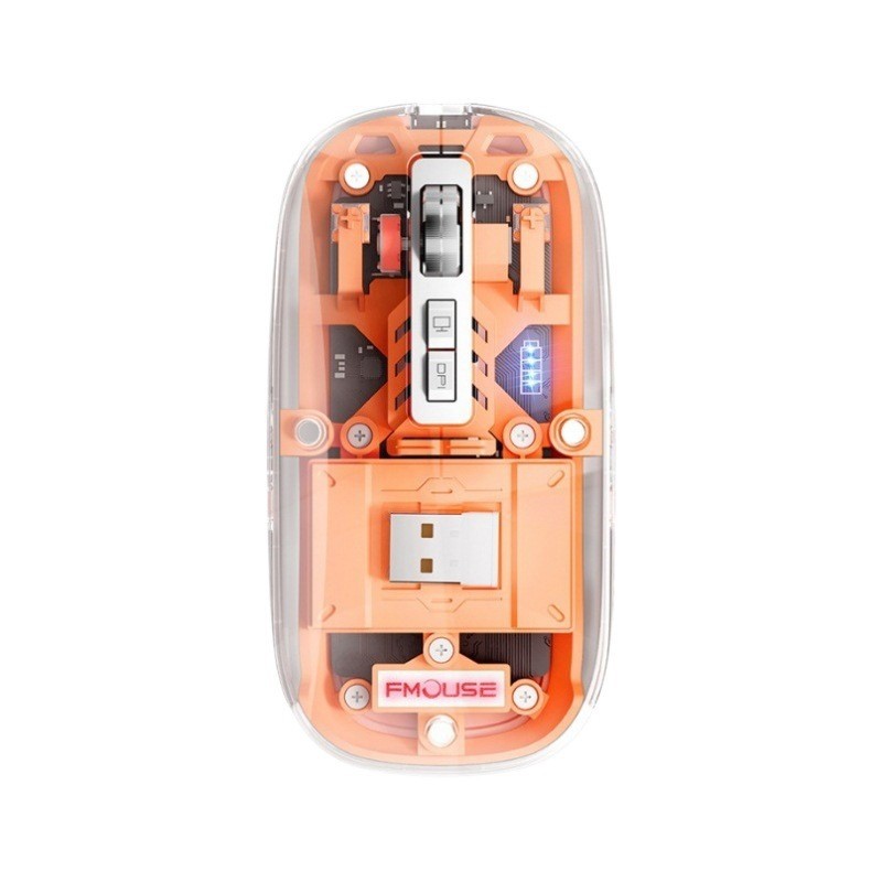 Ratón inalámbrico, transparente, luminoso y silencioso, ratón Bluetooth, tres modos, adecuado para ipad, teléfono móvil, tableta, computadora portátil