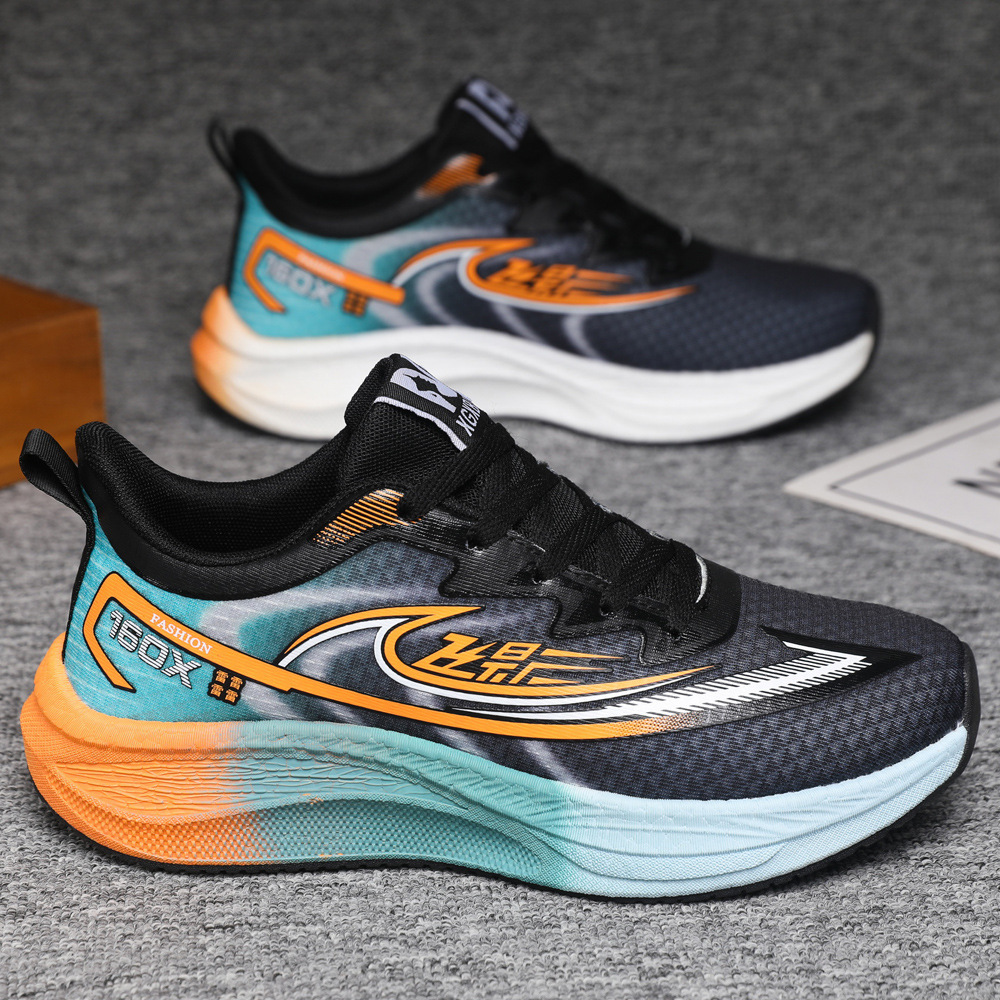 Calzado deportivo transfronterizo de otoño e invierno, hombre, adolescente, estudiante de secundaria, amortiguador, suela blanda, tablero de carbono, zapatillas deportivas para correr al por mayor