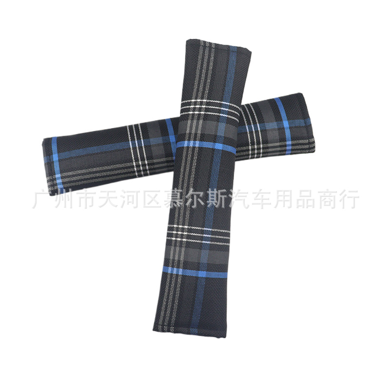 Car Seat Belt Shoulder Pads Car Plaid Shoulder Pads Pair Driving Shoulder Protectors Car Interior Accessories Set