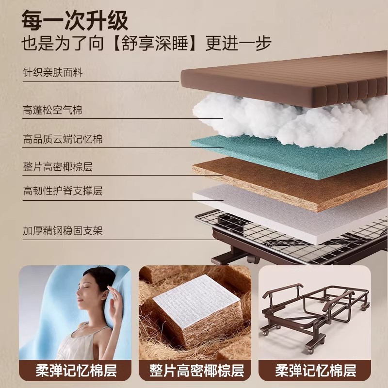 Almacenamiento cama plegable oficina almuerzo artefacto doméstico simple nuevo tipo de casa pequeña cama individual cama multifuncional acompañante