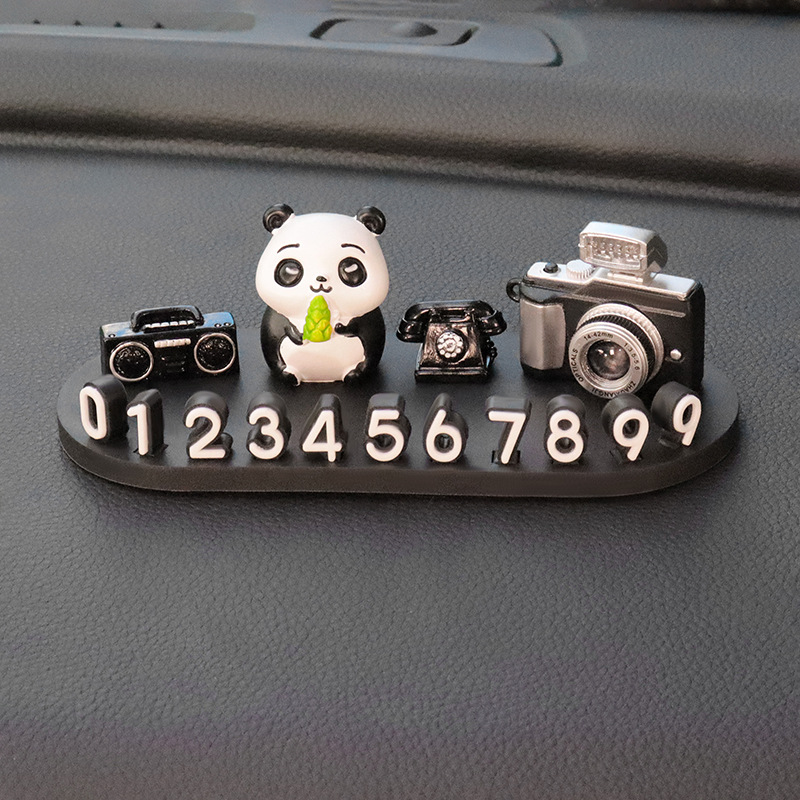Comer oso de bambú + radio telefónica SLR + tarjeta elíptica negra