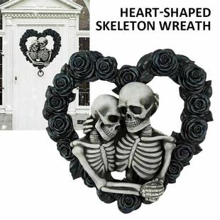 Cross-border skeleton couple doorplate black rose wreath pendant Christmas Valentine's Day home decoration door in stock