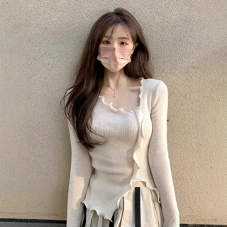 广州十三行高货爆款~针织衫女2025秋款法式短款内搭打底长袖上衣