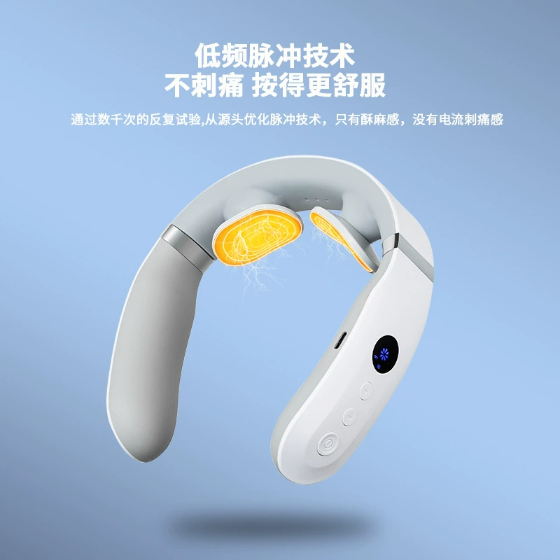 Массажер для шеи Meilan, изготовленный на заказ (OEM), с функцией защиты шеи, EMS, подогревом и вибрацией.