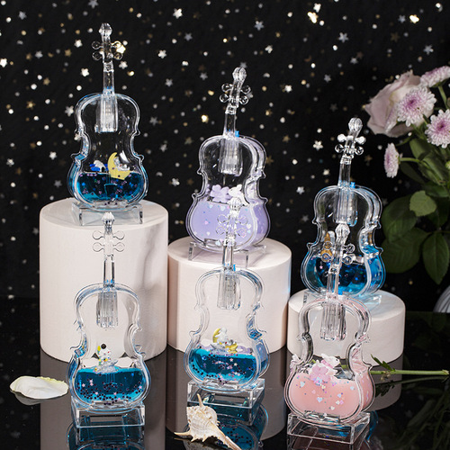 Creative astronaut violin with light into oil oil drop cartoon floating children quicksand toy desktop decoration ornaments